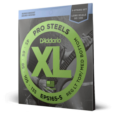 D'ADDARIO EPS165-5 XL PROSTEELS (45-135) струни для бас-гітари